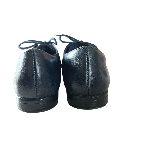 TROTTERS Woven Leather Loafer Flats Sz 6.5 Navy Blue Lace Up Vintage 90s Preppy - Picture 5 of 10